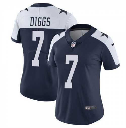 Women%27s Dallas Cowboys #7 Trevon Diggs Navy White Thanksgiving Limited Stitched Jersey Dzhi